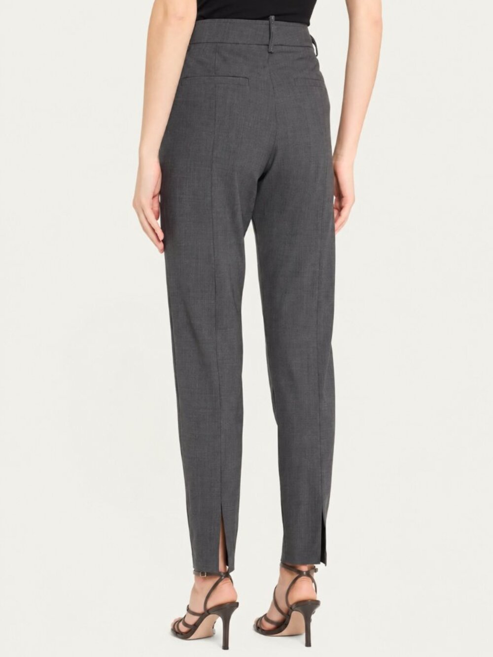 Brunello Cucinelli Monili Pants Gray Tropical Luxury Wool Split Hem Size 8